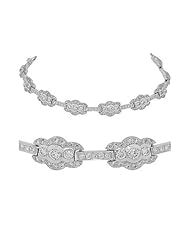 Diamond Bracelet - Scallop-Edge Diamond Tennis Bracelet in 18k White Gold
