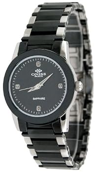 Oniss Women's Paley Faceted Crystal Black Ceramic Watch with Silver Trim #ON606-L1