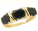 14K Yellow or White Gold Hugs and Big Kisses Oval Gemstone Ring-Black Onyx-full, half sizes from 5-8.5