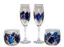 ArtisanStreet's Sapphire 45th Anniversary Set of 2 Champagne Glasses & 2 Large Candle Holders