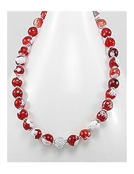 Red Agate Necklace In Brass