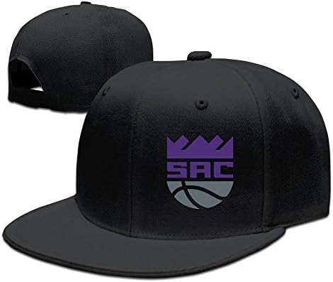 LuN Sacramento Kings New SAC Badge Logo Black Baseball Cap Flat Bill Hat Unisex
