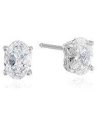 Sterling Silver Swarovski Zirconia 2 cttw Oval Stud Earrings