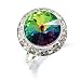 Silvertone Framed Vitrail Swarovski Crystal Fashion Ring