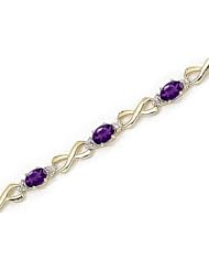 10kt Yellow Gold Oval Amethyst and Diamond Bracelet