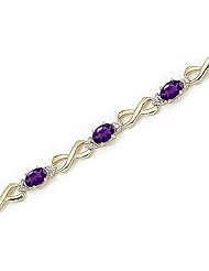 14kt Yellow Gold Oval Amethyst and Diamond Bracelet