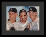 New York Yankees (Mickey Mantle, Yogi Berra, Roger Maris) Sports Gold Wood-Mounted Poster Print - 11 X 17