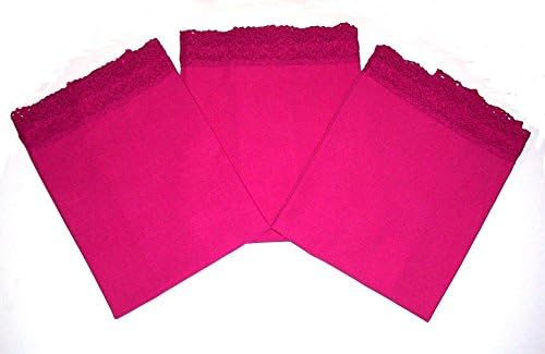 Red (Raspberry) 19" x 19" Cloth Napkins with Crochet Lace Trim (6 in a Set) - Free Shipping!