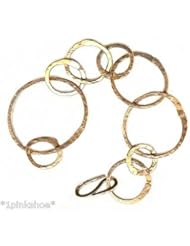 Hammered Circles Bracelet, Choice of 14k Gold or Sterling Silver