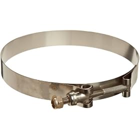 Murray Stainless Steel 300 T-Bolt Hose Clamp, Stainless Steel Screw, 5.06"-5.37", 3/4"W, 50-60 lbs Torq