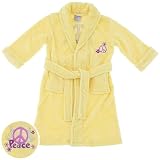 Sweet n Sassy Yellow Peace Sign Plush Bath Robe for Girls