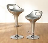 Miami Bar Stool Chair x 2 - Finished in Metallic Silver and FREE Delivery Service