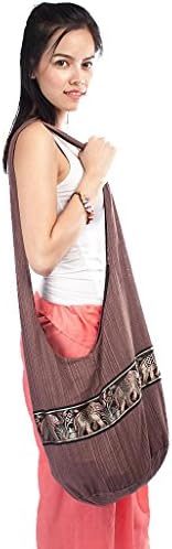 Very Beautiful Pures Tote Bag Bohemian Indian Style Unisex Brown Elephants Stripes