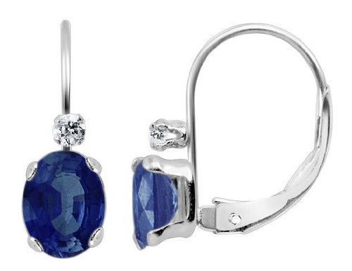 Deal Created Blue Sapphire Earrings with White Sapphire 1.10 Carat (ctw) in Sterling Silver Reviews