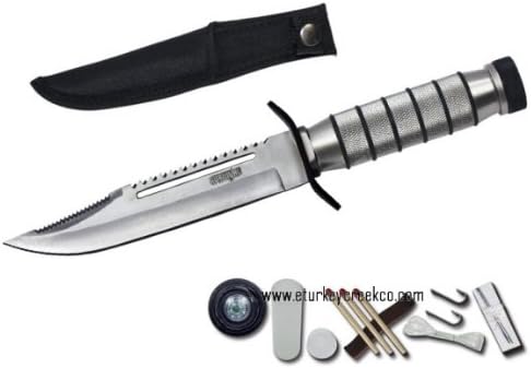 Hk-695 Survival Knife "9.5""" Overall "5""" Blade 3jy1o3em W/case & Survival Kit Steel Fixed 217f4nz33p Knife Fix Blade Hunt Camping Camp