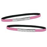 Set of 2 Message Bracelets - Pink Rhinestone/ Pink Princess