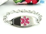 Steel, Medical Jewelry ID Bracelet, O-LINK Chain - Custom Engraving INCLD