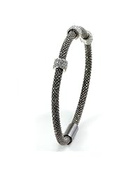 Sterling Silver Magnetic Silver Cubic Zirconium Bangle