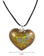 Necklace - N86 - Murano Glass Style - Heart Shape ~ Gold, Blue & Yellow