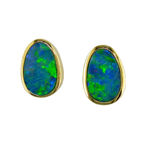 14K Freeform Australian Opal Earrings