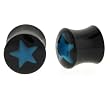 Black Acrylic Double Flare Plug - Purple Star Logo - 00g - Sold as a Pair
