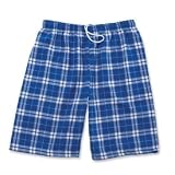Royal (French) Blue and white cotton flannel shorts longer length with drawstring waist available in 5 adult sizes S to XXL