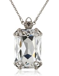 Sorrelli "Snow Bunny" Neutral Large Emerald Cut Crystal Pendant Necklace