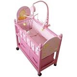 Lilidou – Accessoire pour poupées – Lit en bois – Rose