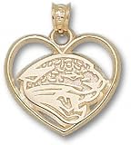 Jacksonville Jaguars Solid 10K Gold Jaguar Head Heart Pendant
