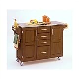 Kitchen Cart with Stainless Steel Top in Cottage Oak Finish