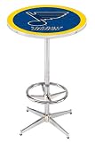 36" St Louis Blues Counter Height Pub Table - Chrome Base with Footrest