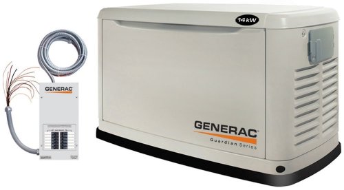 Generac Guardian Series 5503 14,000 Watt Air-Cooled Propane/Natural Gas Powered Home Automatic Standby Generator with Steel Enclosure (CARB Compliant)