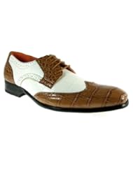 Ferro Aldo Mens 109185-Brown Gatsby Two Tone Wing Tip Oxfords, Brown, 10