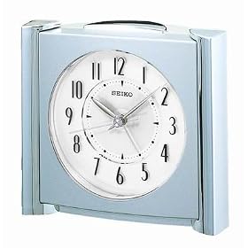 Seiko Bedside Alarm Get Up and Glow Clock Silver-Tone Metallic Case #QXE418SLH