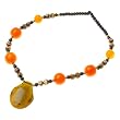 Nvie's Honey Dew Resin Pendant Necklace Swirly Tibetan Beads