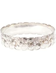 Silver Plumeria Flower Bangle, w
