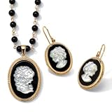 2-Piece Onyx 18k/Sterling Silver Cameo Set