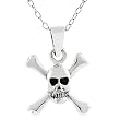 Sterling Silver Skull and Cross Bones Necklace