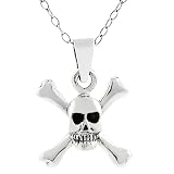Sterling Silver Skull and Cross Bones Necklace