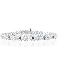 1.50 Carat TW Sapphire and Diamond X Bracelet 10K White Gold
