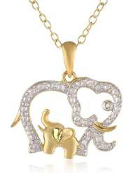 Gold Plated Silver Animal with Baby Pendant Necklace, 18"