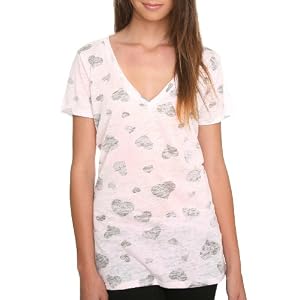Buy A Fine Mess Pink Grey Heart Burnout V-Neck Tee by Hot Topic