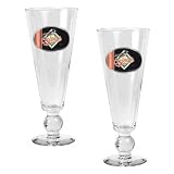 Baltimore Orioles Oval Logo 2 Piece Pilsner Glass Set with Baseball on Stem
