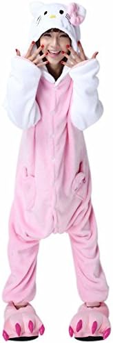 YEESOO Adult Pajamas Adult Unisex Cosplay Animal Costume Hello Kitty Size M