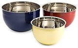 Gourmet Standard 3 piece Porcelain Coated Colored Mixing Bowl Set - MBS159