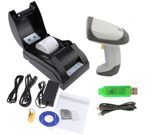 POS Wireless Laser Barcode Scanner Wireless Bar Code Scanner POS Thermal Printer 58mm POS Printer USB On Sale