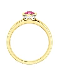 14K Yellow Gold 7.00x5.00mm Oval Cut Pink Tourmaline and Diamond Ring -- LIFETIME WARRANTY