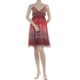 BCBG GINGER SILK LUREX PRINT BABYDOLL DRESS NEW L