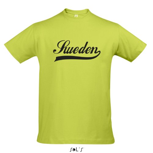 T-Shirt Schweden Oldschool Sweden LÄNDERSHIRT EM / WM FAN Trikot S-XXL , Apple green – schwarz , S