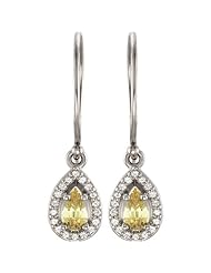 14K White Gold Yellow and White Sapphire Earrings -- LIFETIME WARRANTY